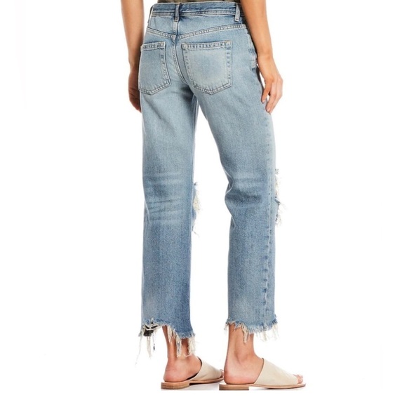 Free People Distressed Mid Rise Maggie Straight‎ Leg Jeans in Blue Size 26 - Picture 4 of 11
